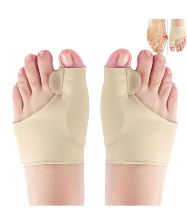 2 Pairs Premium Bunion Corrector Sock Orthotics Feet Bone Thumb Adjuster with Bunion Pads Bunion Corrector Relief Protector Sleeves Big Toe Straightener Brace for Unisex (Beige L) Beige L