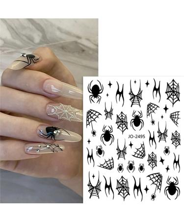 6 Sheet Halloween Nail Stickers - Spider Web Spooky Designs 3D Self-Adhesive Nail Decals for Halloween Decoration - Buy Online on GoSupps.com