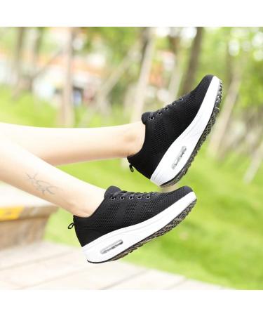 Sistke Women's Outdoor Sneakers - Lightweight Breathable Plateau Sports Shoes - Mesh Running & Street Shoes in Black (Size 36 EU) - Buy Online on GoSupps.com