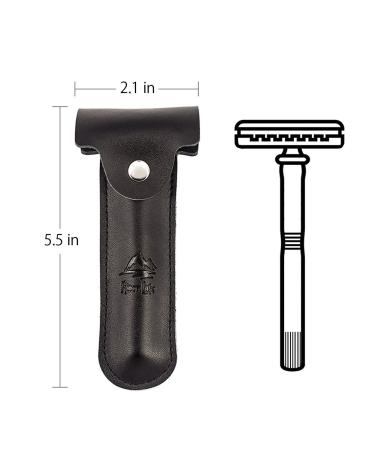 RIVERLAKE Genuine Leather Protective Travel Case for Safety Razor - Double Edge Safety Cover/Shaving Holder Pouch (Black) - Buy Online on GoSupps.com