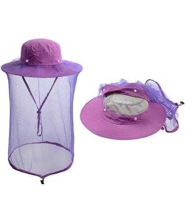 Summer Mesh Safari Sun Hat for Men Women - Purple