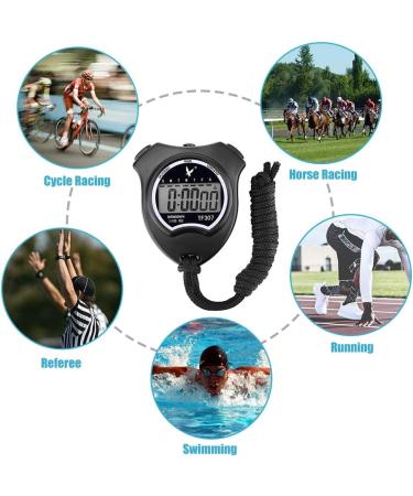 Digital Sports Stopwatch Timer - Handheld Chronograph with Alarm & Calendar for Swimming Football | Shockproof Coaching & Referee Equipment - Black - Buy Online on GoSupps.com