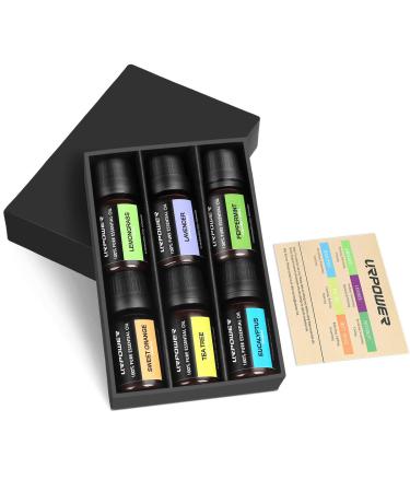 URPOWER 6 Aromatherapy Essential Oils Diffuser Gift Set - Lavender, Peppermint, Sweet Orange, Eucalyptus, Tea Tree, Lemongrass - 100% Pure Oils - 10ml Each - Buy Online on GoSupps.com