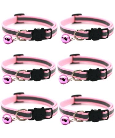 Hepplly 6-Pack Cat Collars Quick Release Reflective Kitten Collar with Bell (Light Pink) - Buy Online on GoSupps.com