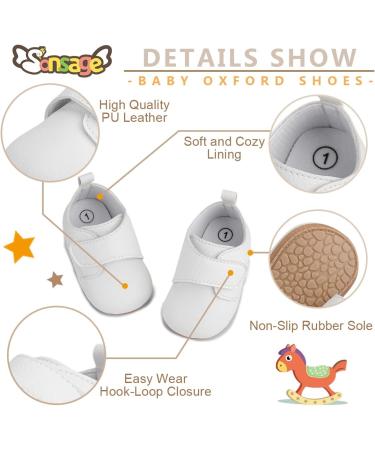 Sonsage Infant Baby Oxford Shoes | PU Leather Lace-Up Anti-Slip Trainers for Boys and Girls | Soft Rubber Sole | Toddler First Walking Sneakers 12-18 Months | C White - Buy Online on GoSupps.com