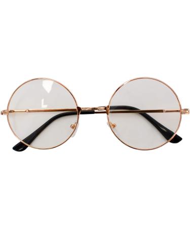 Shop Trixes Round Glasses | Beatles Retro Sixties Style Clear Glasses - Perfect for Cosplay Parties & Vintage Fashion - Classic Vintage Rose Gold - Buy Online on GoSupps.com