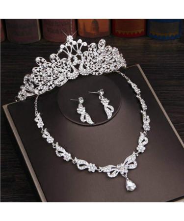 Cathercing Bridal Rhinestone Crown Tiara Set - Wedding Jewelry for Pageant, Prom, and Theme Parties (Peacock) - Buy Online on GoSupps.com