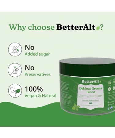 Better Alt Greens Powder Detox & Debloat with 15 Super Greens Blend of Spirulina Moringa Powder Wheatgrass Pre & Probiotics Packed with Anti-oxidants Mint Flavor No Maltodextrin 30 Servings - Buy Online on GoSupps.com