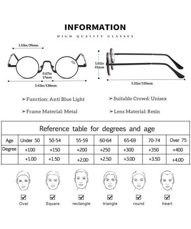 EVSER Retro Reading Glasses - Lightweight Round Metal Frame Anti-Glare Presbyopia Readers (1.0-4.0x) - Stylish & Durable Black Eyewear - Buy Online on GoSupps.com