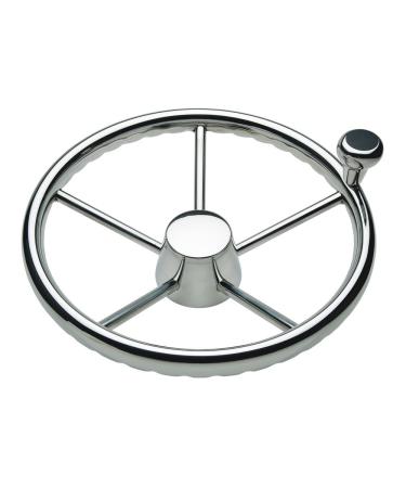 CWR Ongaro 170 13.5" Stainless 5-Spoke Destroyer Wheel w/ Stainless Cap and FingerGrip Rim - Fits 3/4" Tapered Shaft Helm