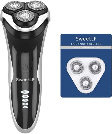 SweetLF 3D Rechargeable IPX7 Waterproof Electric Shaver Wet and Dry Men's Rotary Shavers Electric Shaving Razors with 3PCS replacement Shaving Cutter net blades (18.5 * 8.8 * 7.4 CM) 18.5*8.8*7.4 CM