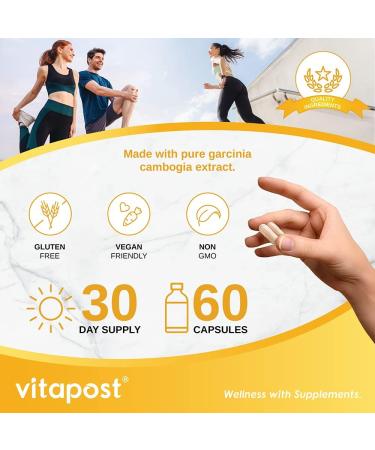VitaPost Garcinia Cambogia Plus | 95% HCA Extract with Chromium | Non-GMO Vegan Gluten-Free Formula - 60 Capsules - Buy Online on GoSupps.com