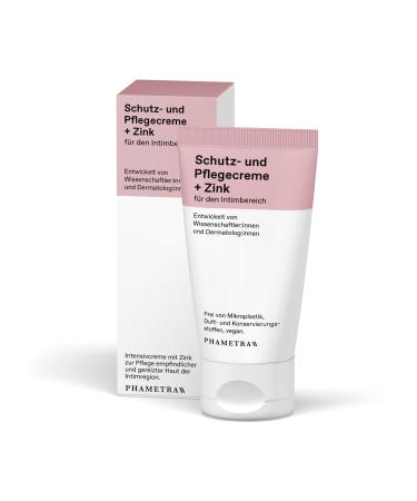 protection and care cream + zinc for the external intimate area intensive cream with zinc for the care of sensitive and irritated intimate skin without perfume vegan without microplastics 50ml Phametra Protective and caring cream + zinc