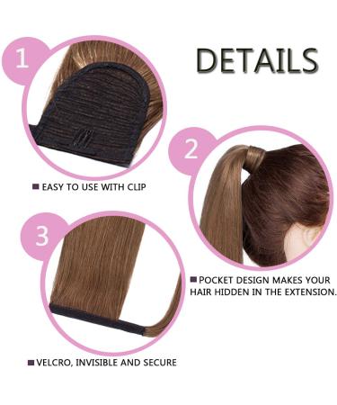 SEGO Real Hair Ponytail Extensions - Remy Human Hair Clip-In Braid & Bangs - Light Brown 20 inch (50cm) - 95g - Buy Online on GoSupps.com