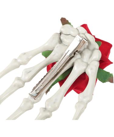 Halloween Hair Clips | Rose Flower Horror Skull Bone Hair Claw - Halloween Nonslip Hairpin Zombie Punk Rock Horror Hair Clip for Women Girls Hair Accessories Jiahua Red - Buy Online on GoSupps.com