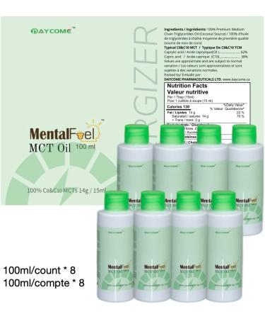 MentalFuel MCT oil - 800 ml Pure MCT Oil C8 C10 Derived from Coconut Oil Excellent in Keto Coffee Non-GMO NO-BPA 100 ml/count * 8counts Keto MCT oil' MentalFuel MCT Oil (Flavourless 800 ml) Flavourless 800 ml (Pack of 1) - Buy Online on GoSupps.com