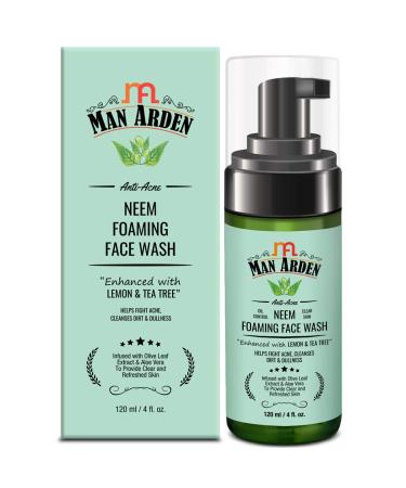 Anti-Acne Neem Foaming Face Wash - Helps Fight Acne Cleanses Dirt And Dullness - Infused With Olive Leaf Extract And Aloe Vera 120ml