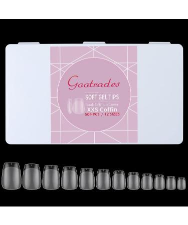 gootrades XXS Coffin Gel Nail Tips - 504PCS for Soak Off Extensions | Half Matte Soft Gel | Full Cover Pre-buff Shaped False Nails for Salons and DIY Nail Art - Buy Online on GoSupps.com