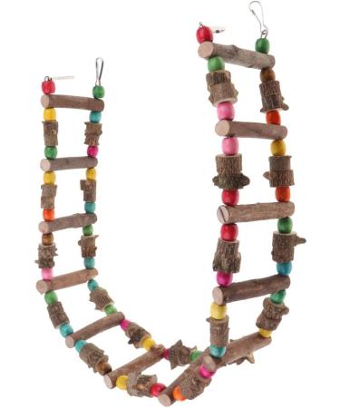 Colorful Wooden Bird Toys Ladder - 100cm Parrot Bridge with Rope & Pearls for Budgies - Buy Online on GoSupps.com