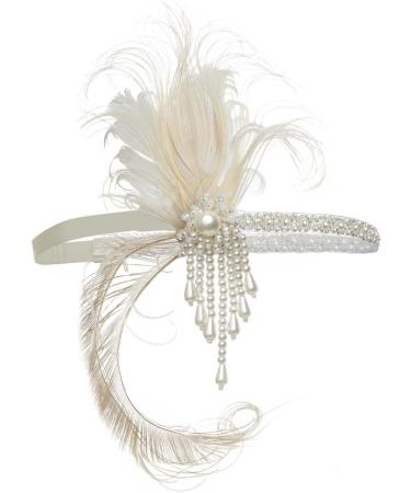Babeyond 1920s Rhinestone & Pearl Headband - Flapper Charleston Hair Band for Great Gatsby & Carnival - Style 1 White - Buy Online on GoSupps.com