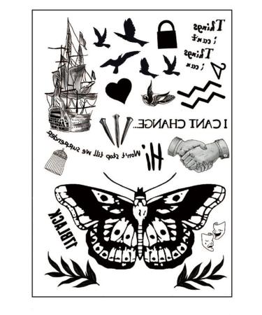 Harry Inspired Temporary Tattoo Bundle Harry Costume Cosplay Tats With Butterfly  Ship  And Nail Pattern Body Paint Styles Tattoos