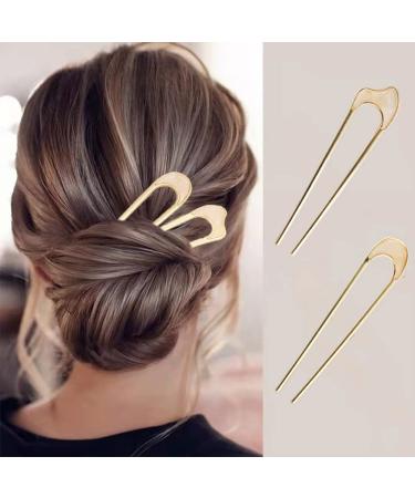 3 Pack U-Shaped French Hair Pins | Gold Hair Sticks for Women | Chignon Bun Hair Accessories - Buy Online on GoSupps.com