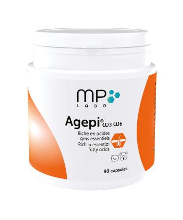 MP Labo Agepi Omega 3 Omega 6 - 90 Capsules pour Chien et Chat - Riche en Acides Gras Essentiels et Vitamines A et E