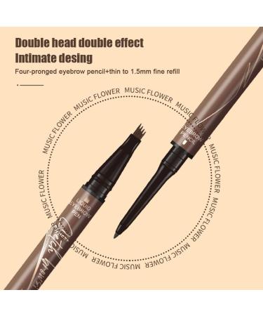 2 in 1 Magic 4-Tip Eyebrow Pencil Sweat-proof Microblading Eyebrow Pencil Contouring Pen Eyebrow Brush Microblade Eyebrow 3D Waterproof Microblading Eyebrow Pencil for Natural Makeup Last All Day(Dark Dark Brown - Buy Online on GoSupps.com