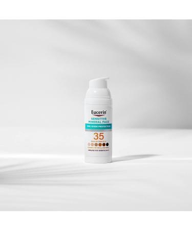 Eucerin Sun Tinted Mineral Face Sunscreen Lotion SPF 35 - 1.7oz Bottle - Non-Comedogenic Mineral Sunscreen with Zinc Oxide - Gentle Protection for Sensitive Skin - Buy Online on GoSupps.com