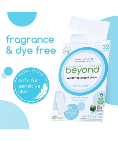 Beyond Laundry Detergent Strips - Eco-Friendly Hypoallergenic & Travel-Friendly | 32 Dissolvable Strips - Free & Clear - Buy Online on GoSupps.com