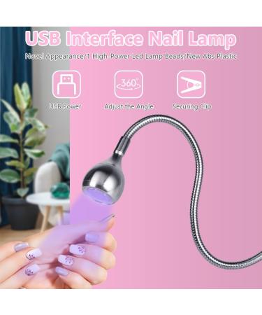 Lophe UV Lamp for Gel Nails - Flexible Swan Neck LED Nail Dryer Mini Rotatable Design Safety Clip Compatible with All Gel Nail Polish - Silver - Buy Online on GoSupps.com