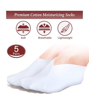 Moisturizing Spa Socks - 5 Pairs for Overnight Hydration | Moisture Enhancing Socks for Women and Men | White - Buy Online on GoSupps.com