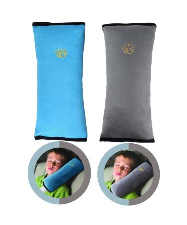 crazy bean Seat Belt Pads for Kids Seat Belt Padding Comfort Harness Pads Seat Belt Covers Seatbelt Strap Cover Kids Protection Travel Strap Shoulder Pad Blue+Gray(2pcs)