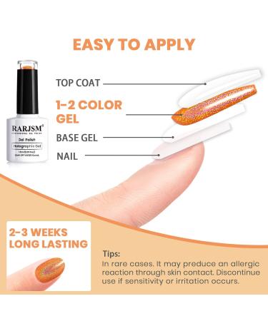 RARJSM Holographic Nail Polish - Classic Orange Gel Polish for Salon & DIY Use | Soak Off Gel UV/LED Compatible | RAR158 - Buy Online on GoSupps.com