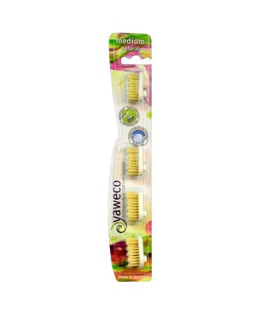 yaweco - Refill pack replacement heads natural bristles medium 4 pieces - 1 pack