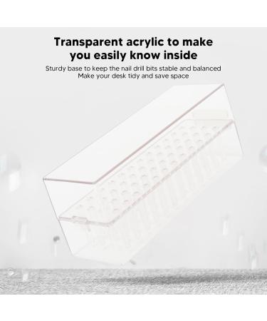 48 Holes Acrylic Nail Dill Bit Holder Organizer Drill Bits Stainless Steel Nail Art Tools Display Storage Box Transparent Nail Bit for Manicure Drill Bits - Buy Online on GoSupps.com
