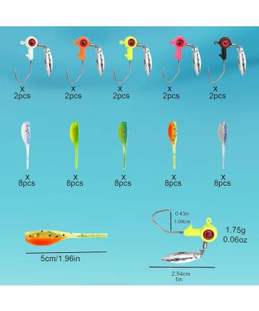 50Pcs 2 Crappie Jigs Lure Set - Crappie Bait, Jig Heads, Hooks Fishing Lures for Crappie - 10pcs 1/16 oz Jigs, 40pcs Lures - Buy Online on GoSupps.com