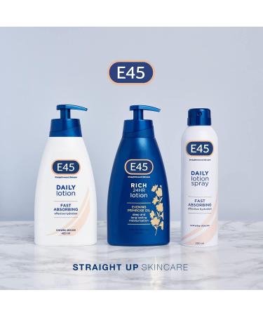 E45 Rich Skin Lotion 400 ml x5 Pack E45 Moisturising Lotion with Evening Primrose Oil Lightweight Body Lotion for Dry and Sensitive Skin Long-Lasting Moisturisation for Soft and Supple Skin E45 Rich Lotion 400ml (Pack of 5) - Buy Online on GoSupps.com