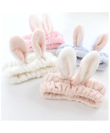 LOVEF Bunny Ear Cosmetic Headband - 5Pcs Fluffy Elastic Makeup Hairband for Shower, Face Washing, Facial Mask, Spa, Cosplay, Party - Buy Online on GoSupps.com