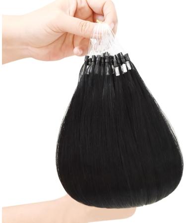 Micro Loop Hair Extensions Micro Ring 50g Remy Real Human Hair Extensions (18 Inch #1 Black) - Buy Online on GoSupps.com