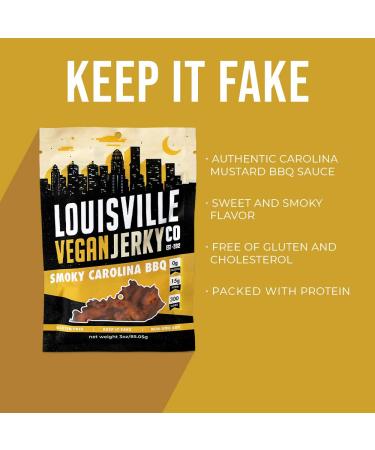 Louisville Vegan Jerky Co Smoky Carolina BBQ - 3 oz (Vegan Snack) - Buy Online on GoSupps.com
