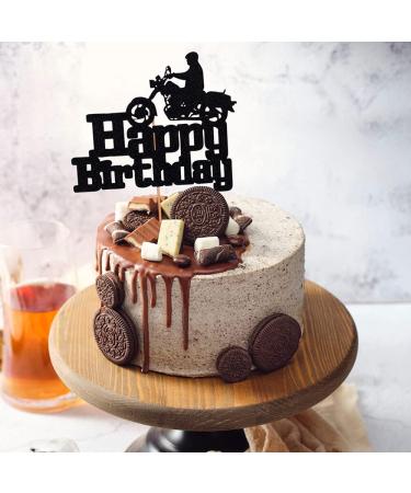 Motorcycle Cake Topper Scooter Cupcake Toppers Harley Happy Birthday Cake Topper for Man s Birthday Party or Boy s Birthday (black) - Buy Online on GoSupps.com