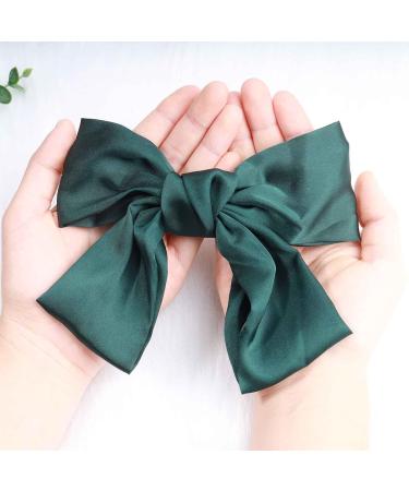 Andelaisi Vintage Bow Hair Clips Satin Bow Hair Barrettes Silk Hair Clip Barrette Retro Bowknot Hair Accessory Satin Ribbion Bowknot Clip Headpiece for Women and Girls Headdress (Green) - Buy Online on GoSupps.com