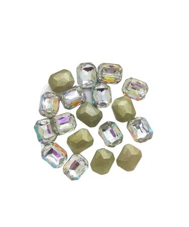 dijiusidy Nail Rhinestones Manicure Decorations Multiple-Shape Multi-color Glass DIY Decor Stickers Eye-catching Beauty Tools 8 * 10mmRectangle Octa 8*10mmrectangle Octa