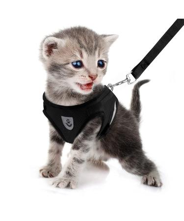 Femax cat dishes with leash for dogs cats soft mesh no pull dog dishes Reflecting adjustable breathable breathable puppy breast dishes for walking training xs (chest 26-29 cm) black - Buy Online on GoSupps.com