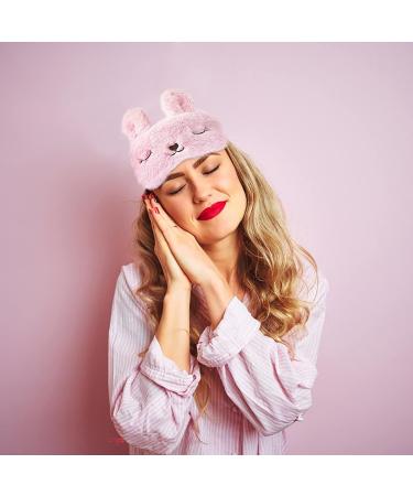 ULIFEMALL Cute Rabbit Sleeping Mask - Soft Plush Bunny Blindfold for Kids & Adults - Pink - Buy Online on GoSupps.com