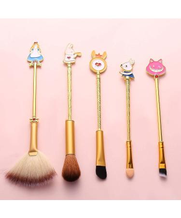 Anime Alice in Wonderland Gold Makeup Brushes Set | Foundation Blending Powder Eye Shadow Contour Concealer Blush | Fairy Cosmetic Brush Tools - Buy Online on GoSupps.com