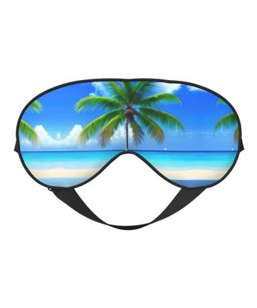 Palm Trees and Clear Sea Print Print Unisex Sleep Mask Double-Sided Eye Mask Ideal for Sound Sleep and Skin Care
