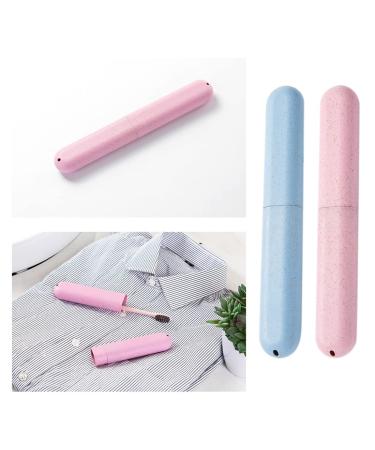 Portable Toothbrush Case Set - 2 Pack | Travel-Friendly Toothbrush Covers for Family - Blue & Pink - Buy Online on GoSupps.com