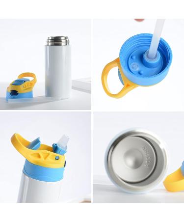 JIAOAO Sublimation Stainless Steel Sippy Cups - Set of 2, Cute Children's Thermos Water Cups with Straw in Red and Yellow - Buy Online on GoSupps.com